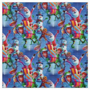 santa claus elf reindeer xmas fabric