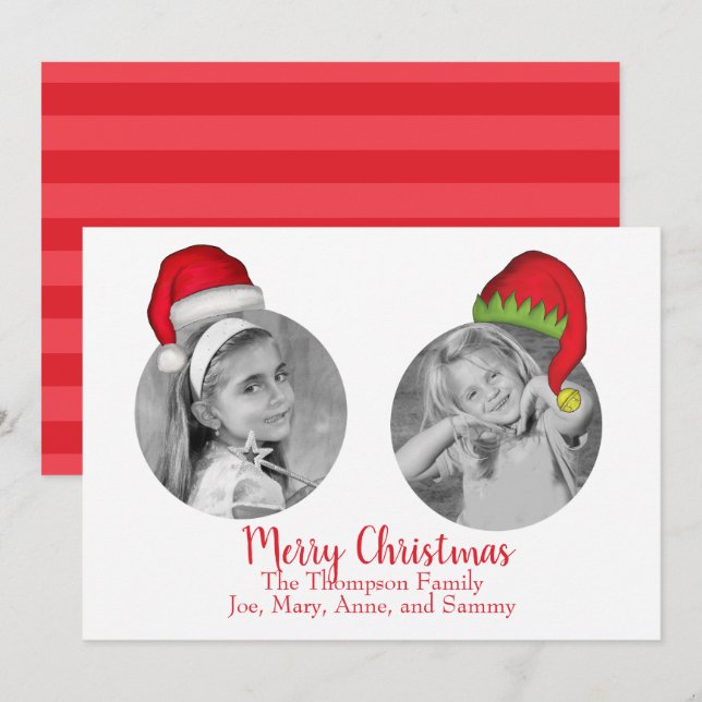 Santa Claus Elf Whimsical Jolly Fun Multi Photo Holiday Card (Front/Back)