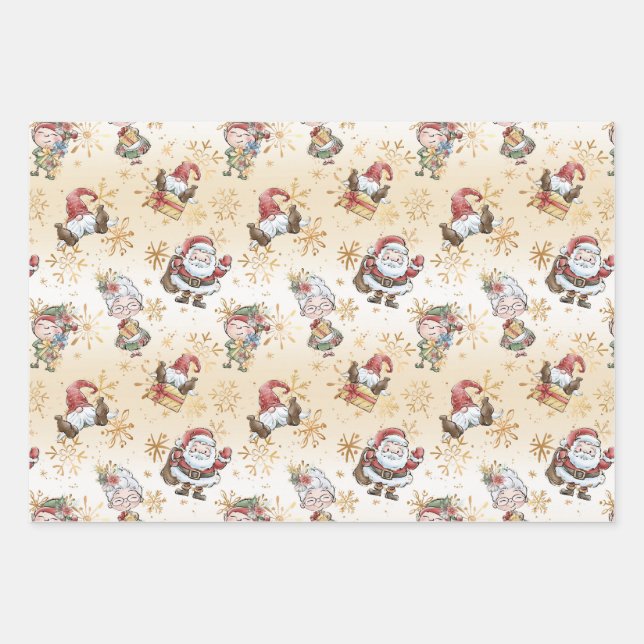 Santa Claus Elf  Wrapping Paper Sheet (Front)