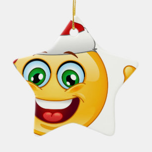 santa claus emoji ceramic tree decoration
