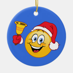 Santa Claus Emoji Ringing Bell Ornament