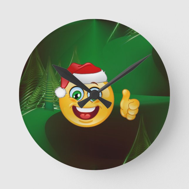 santa claus emojis round clock (Front)