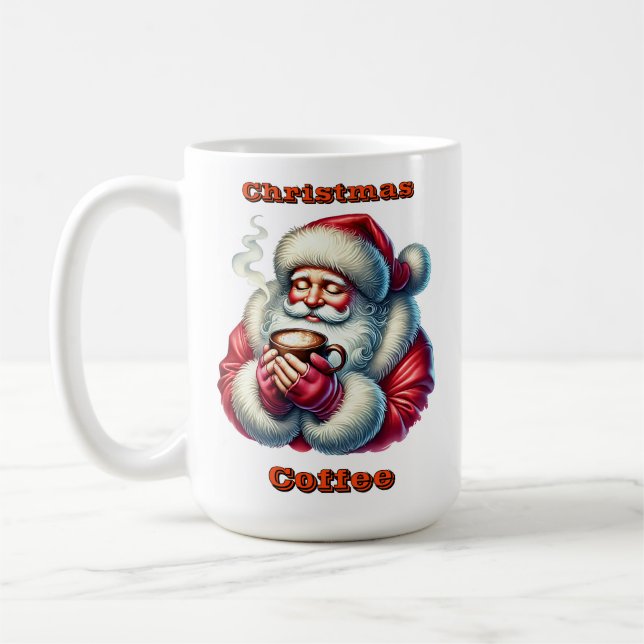 Santa Claus Enjoying a Cosy Drink on a Winter Day Coffee Mug (Left)