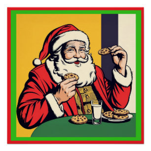 Santa Claus Enjoying A Snack Poster