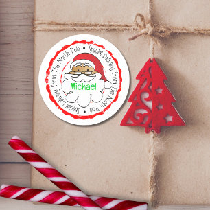 Santa Claus Ethnic Kids Special Delivery Cartoon Classic Round Sticker