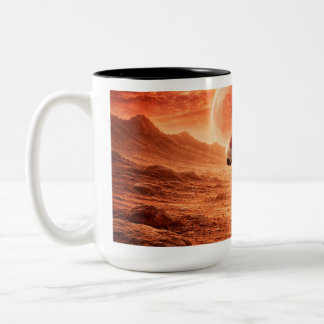 Santa Claus Explores Orange Planet Two-Tone Coffee Mug