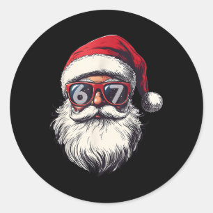 Santa Claus Face 67 Chirstmas Six Seven Bruh Meme Classic Round Sticker
