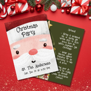 Santa Claus Face Christmas Party Invitation