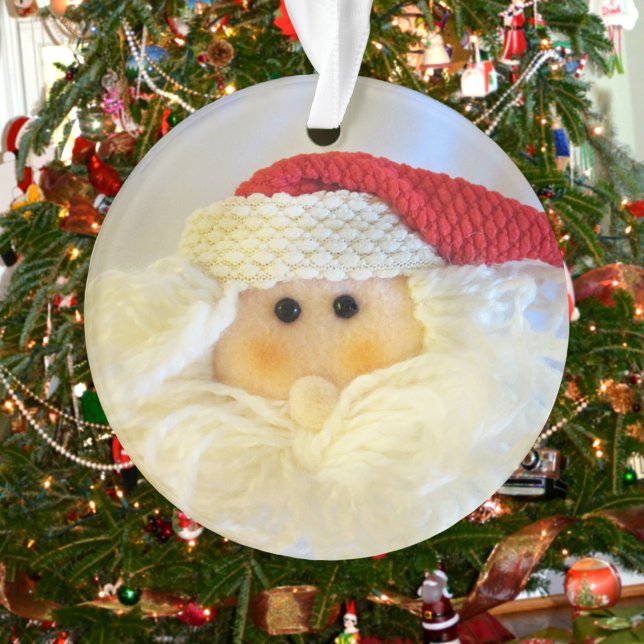 Santa Claus Face Cute Acrylic Christmas Ornament (Creator Uploaded)