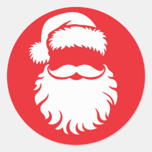 Santa Claus Face Hat Christmas Classic Round Sticker
