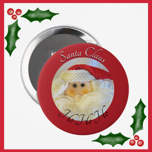 Santa Claus Face Ho Ho Ho with Name Red Christmas 10 Cm Round Badge