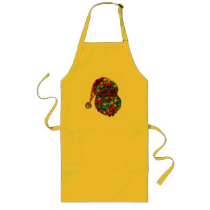 Santa Claus Face Made From Christmas Tree Lights Long Apron