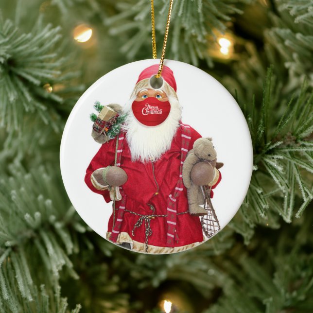 Santa Claus Face Mask Ceramic Tree Decoration (Tree)