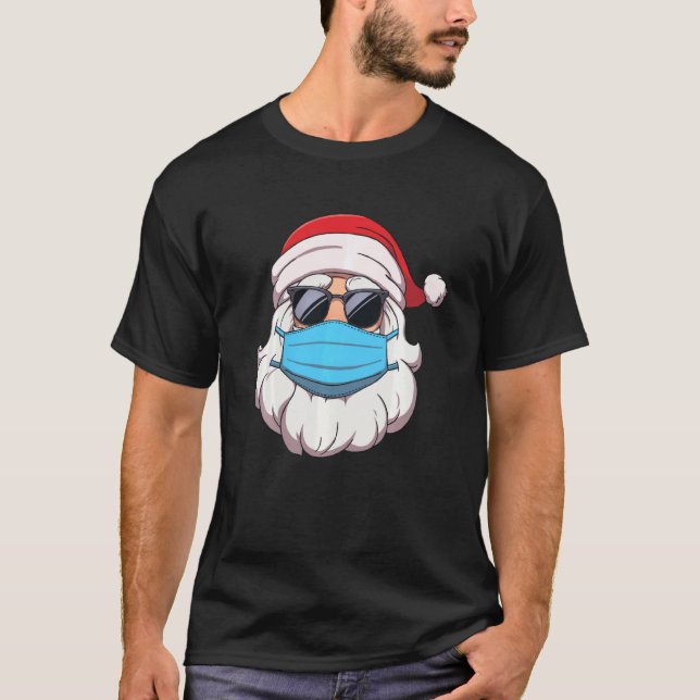 Santa Claus Face Mask Mens Funny Christmas T-Shirt (Front)