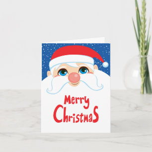 Santa Claus Face Merry Christmas Holiday Card