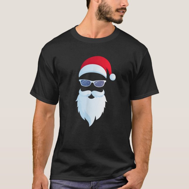 Santa Claus Face Sunglasses Men Women Cool Christm T-Shirt (Front)
