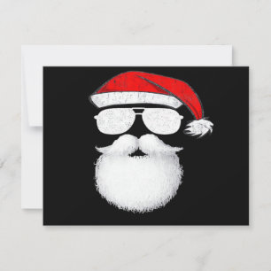 Santa Claus Face Sunglasses With Hat Beard Christm Holiday Card