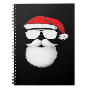 Santa Claus Face Sunglasses With Hat Beard Christm Notebook
