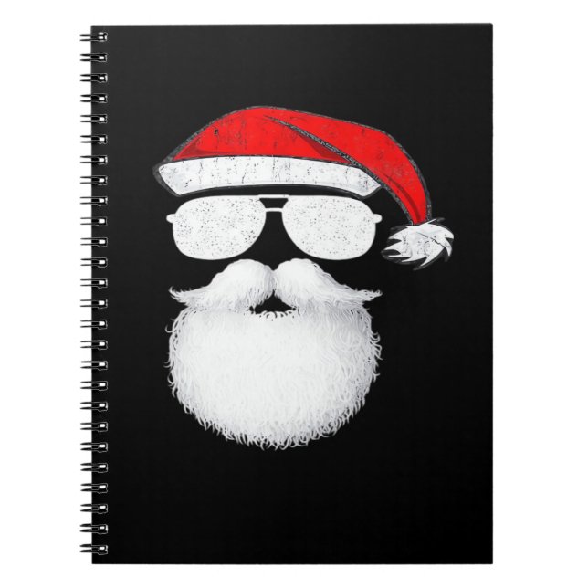 Santa Claus Face Sunglasses With Hat Beard Christm Notebook (Front)