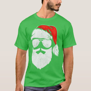 Santa Claus Face Sunglasses with Hat Beard Christm T-Shirt