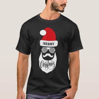 Santa Claus Face Sunglasses with Hat Beard Christm T-Shirt