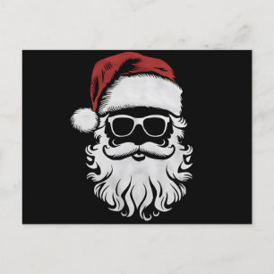 Santa Claus Face Sunglasses With Hat Beard Xmas Holiday Postcard