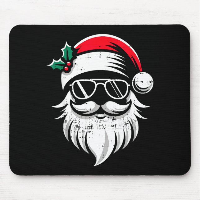 Santa Claus Face Sungles With Hat Beard Christmas  Mouse Mat (Front)