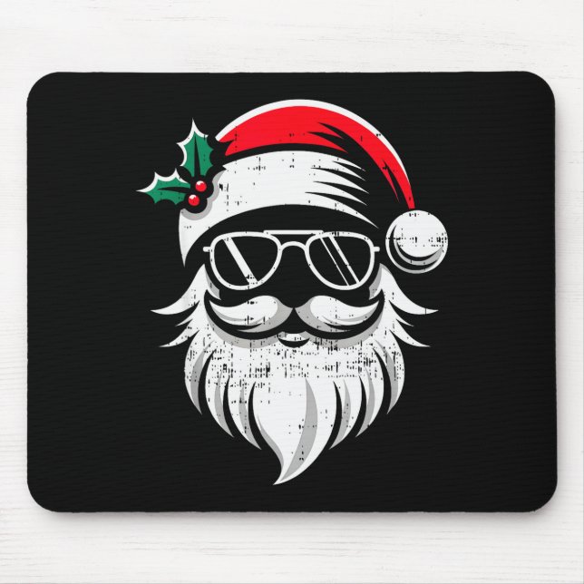 Santa Claus Face Sungles With Hat Beard Christmas  Mouse Mat (Front)