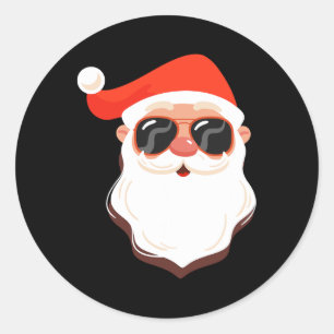 Santa Claus Face Sungles With Hat Beard Fun Christ Classic Round Sticker