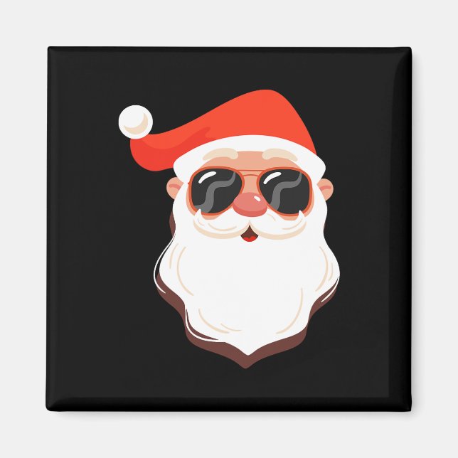 Santa Claus Face Sungles With Hat Beard Fun Christ Magnet (Front)