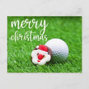 Santa Claus Face with golf ball on green  Postcard