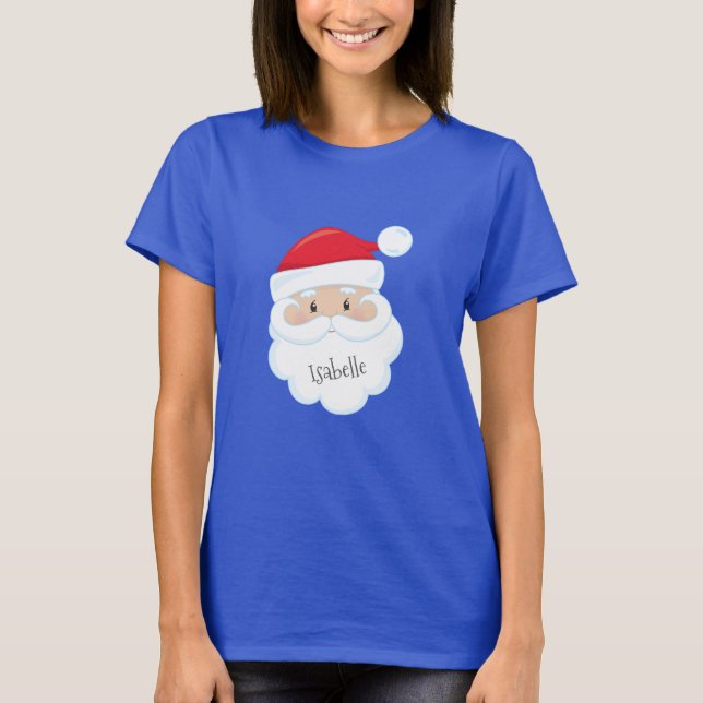 Santa Claus Face with Name on Beard T-Shirt (Front)