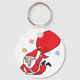 Santa Claus falling from the sky Key Ring