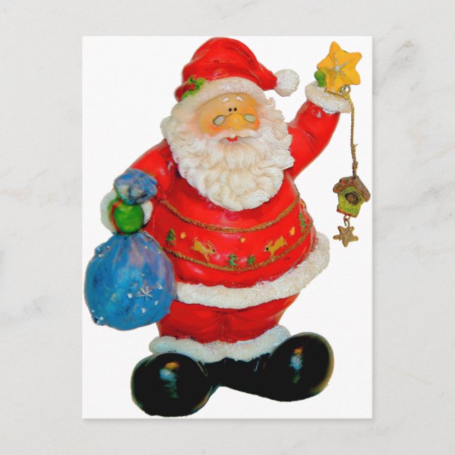 Santa Claus Father Christmas with Bag and Star Holiday Postcard (Front)