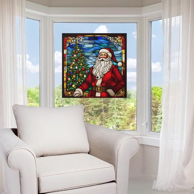 Santa Claus Faux Stained Glass Window Cling (Creator Uploaded)