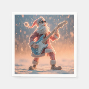 Santa Claus Figure Playing an Electric Guitar Napkin