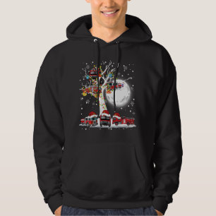 Santa Claus Fire Engines On Tree Christmas Pajama  Hoodie