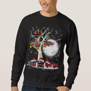Santa Claus Fire Engines On Tree Christmas Pajama Sweatshirt