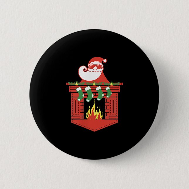 Santa Claus Fireplace Cket Funny Christmas  6 Cm Round Badge (Front)