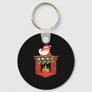 Santa Claus Fireplace Cket Funny Christmas  Key Ring
