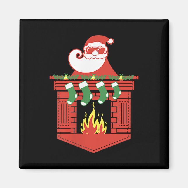 Santa Claus Fireplace Cket Funny Christmas  Magnet (Front)