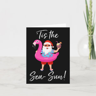 Santa Claus Flamingo Float Tis The Sea-sun Christm Card