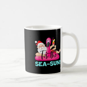Santa Claus Flamingo Float Tis The Sea-sun Christm Coffee Mug