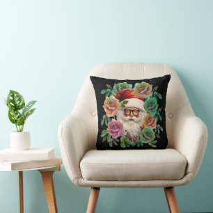 SANTA CLAUS FLORAL CHRISTMAS GIFT CUSHION