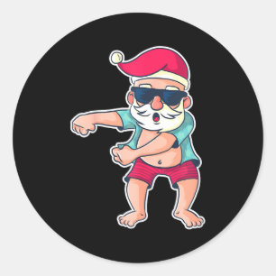 Santa Claus Floss Dance Christmas X-mas Gift Classic Round Sticker