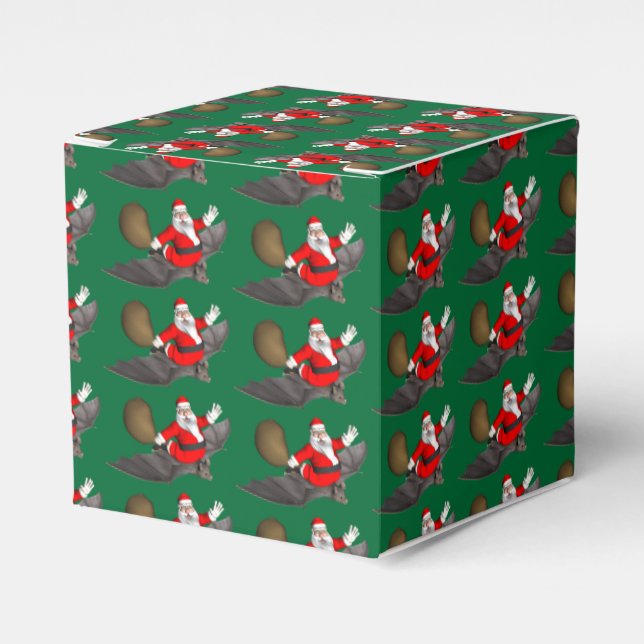Santa Claus Flying On Bat Favour Box (Front Side)