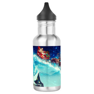 Santa Claus Flying with Reindeer 532 Ml Water Bottle