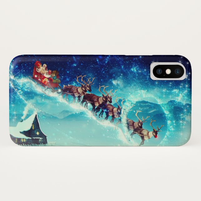 Santa Claus Flying with Reindeer Case-Mate iPhone Case (Back (Horizontal))