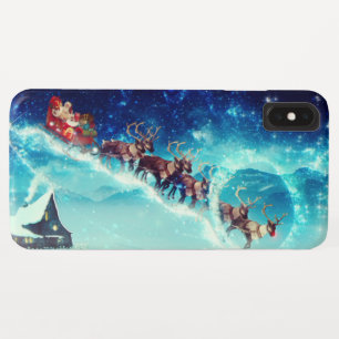 Santa Claus Flying with Reindeer iPhone XS Max Case
