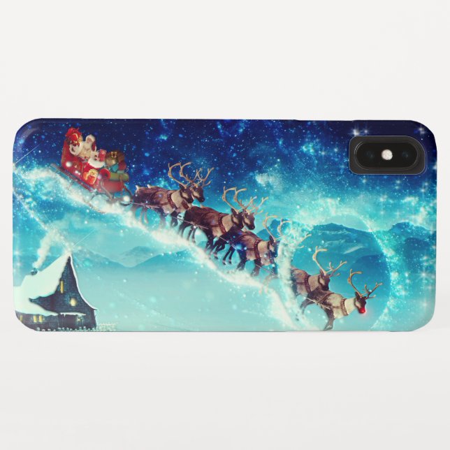 Santa Claus Flying with Reindeer Case-Mate iPhone Case (Back (Horizontal))
